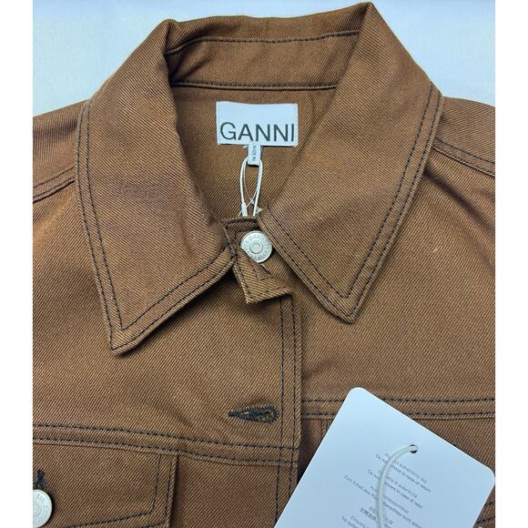 NWT Ganni Womens Brown Button Up Vest Size 38 Tailored Fit Fall Utility Casual - Picture 9 of 16